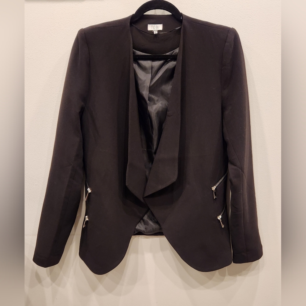 Tobi Blazer with Zipper Pocket Details, Black, Size US M